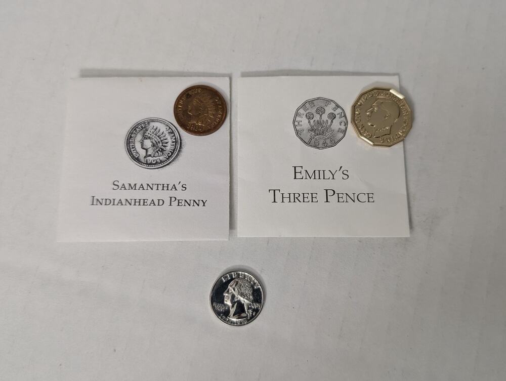 American Girl Samantha Penny Emily Three Pence Julie Quarter Doll Coins Lot